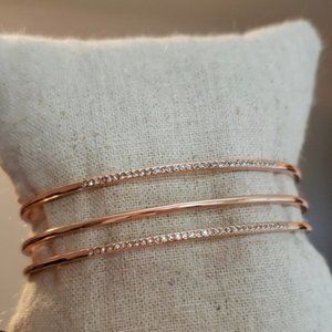 Stella And Dot Pave Open Bar Cuff-Rose Gold - Brand New in box